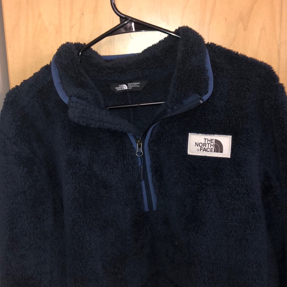 Hardly worn fuzzy blue the north face sweater!